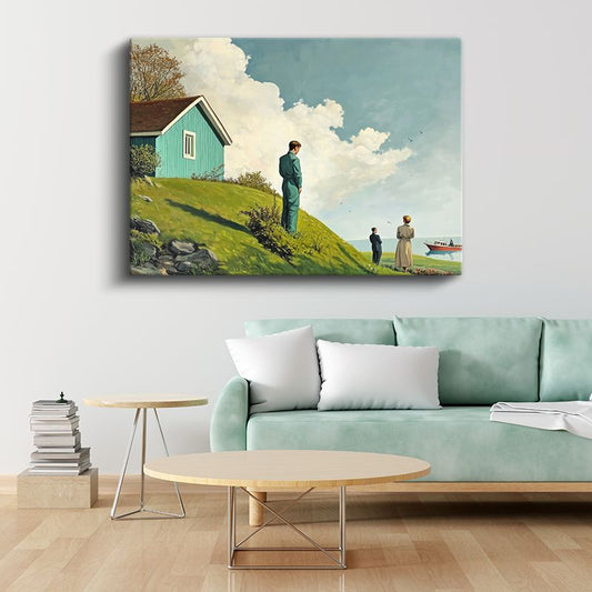 Midjourney - Mavi Ev Kanvas Tablo