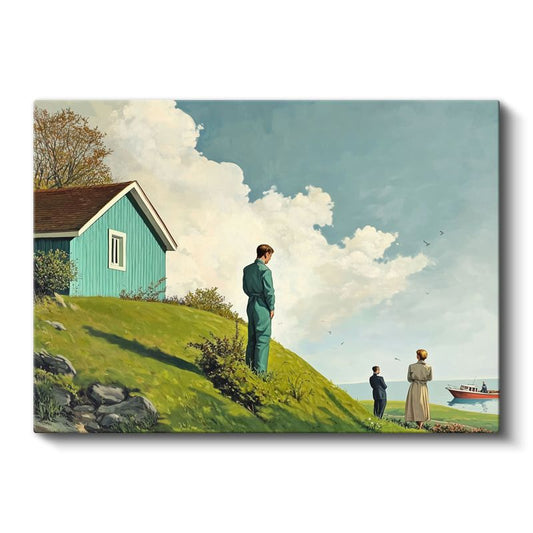 Midjourney - Mavi Ev Kanvas Tablo