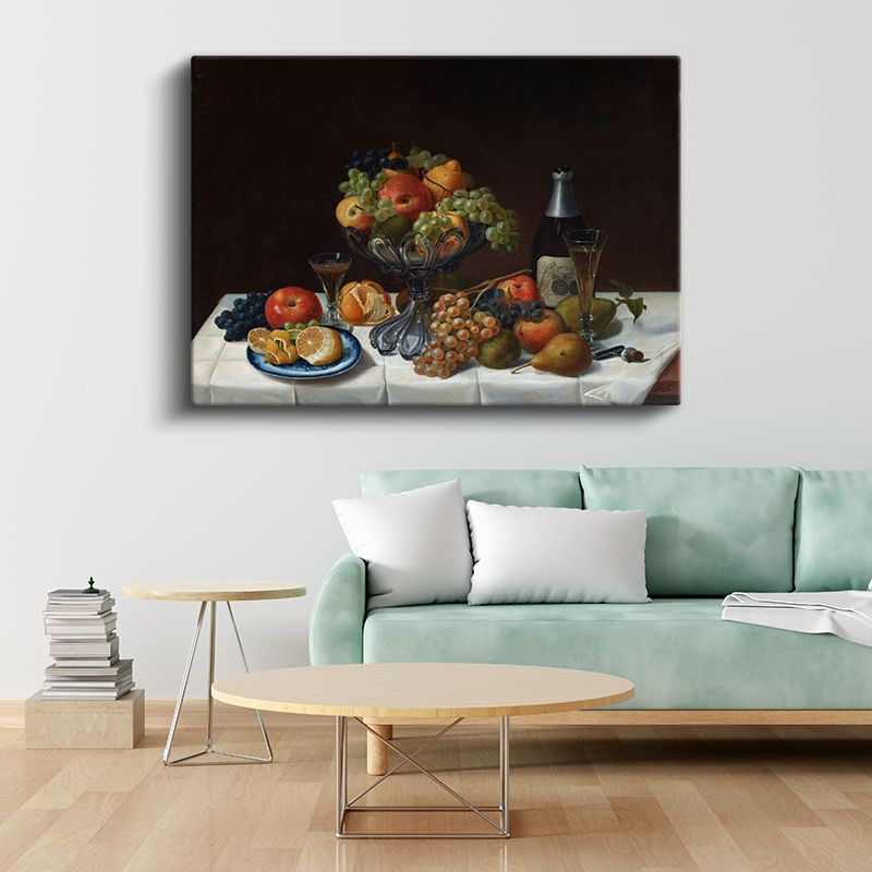Johann Wilhelm Preyer - Şarap ve Meyve Ziyafeti Kanvas Tablo