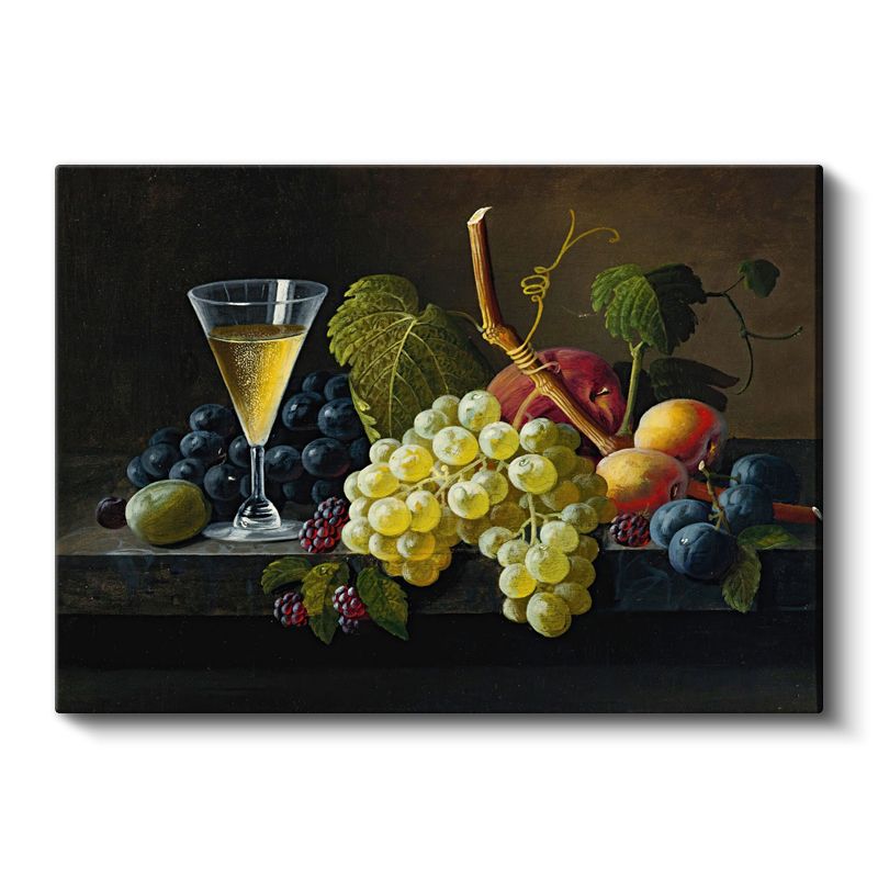 Severin Roesen - Üzüm ve Şarap Kompozisyonu Kanvas Tablo