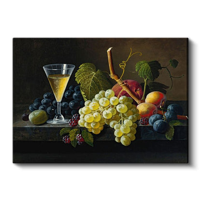 Severin Roesen - Üzüm ve Şarap Kompozisyonu Kanvas Tablo