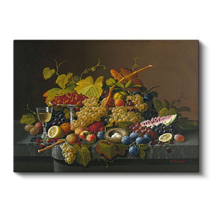 Severin Roesen - Zengin Meyve Kompozisyonu Kanvas Tablo