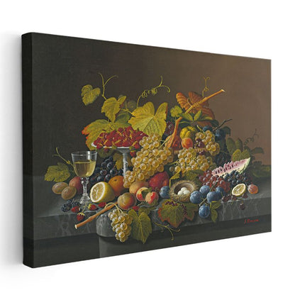 Severin Roesen - Zengin Meyve Kompozisyonu Kanvas Tablo