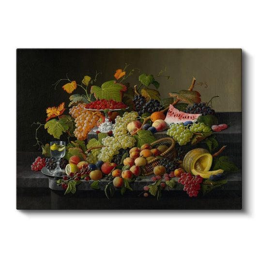 Severin Roesen - Meyve Bolluğu Natürmortu Kanvas Tablo