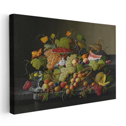 Severin Roesen - Meyve Bolluğu Natürmortu Kanvas Tablo