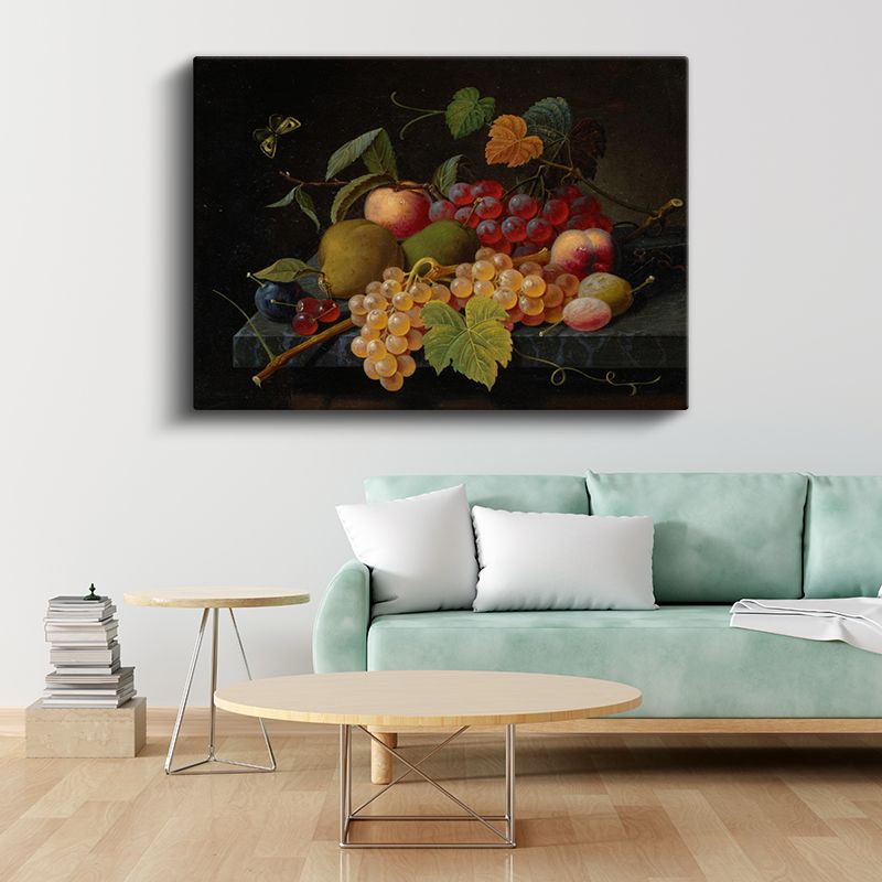 Severin Roesen - Meyveler ve Kelebek Natürmortu Kanvas Tablo