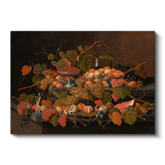 Johann Wilhelm Preyer - Zengin Meyve Kompozisyonu Kanvas Tablo