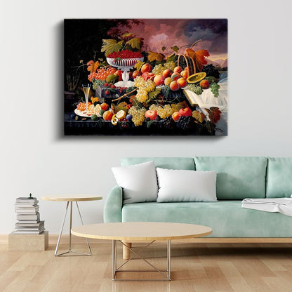Frans Snyders - Dramatik Manzaralı Meyve Şöleni Kanvas Tablo
