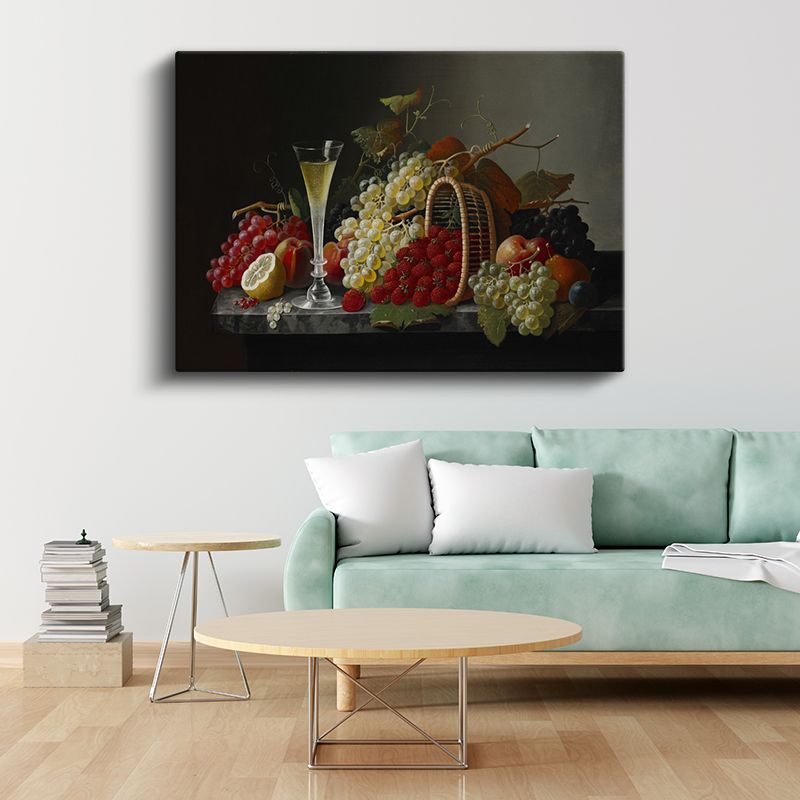 Edward Ladell - Şampanya ve Meyveler Natürmortu Kanvas Tablo