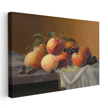 Luis Meléndez - Şeftaliler ve Üzümler Kanvas Tablo
