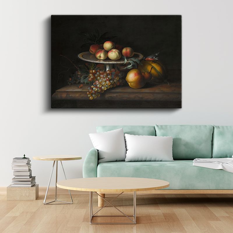 James Peale - Gümüş Tabakta Meyveler Kanvas Tablo