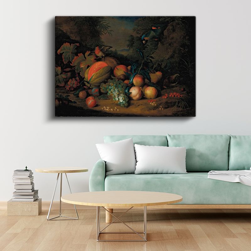 Abraham Brueghel - Egzotik Meyveler ve Kuşlar Kanvas Tablo