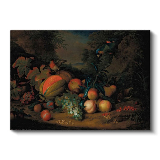 Abraham Brueghel - Egzotik Meyveler ve Kuşlar Kanvas Tablo