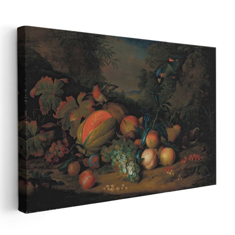 Abraham Brueghel - Egzotik Meyveler ve Kuşlar Kanvas Tablo