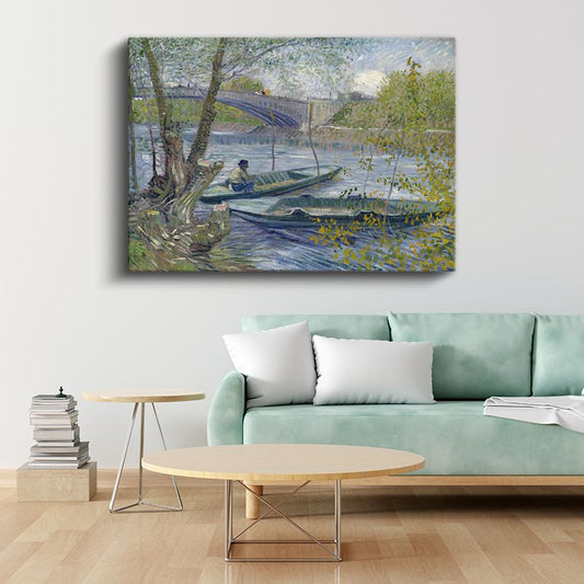 Vincent van Gogh - Seine Nehri Üzerinde Balıkçı Tekneleri Kanvas Tablo