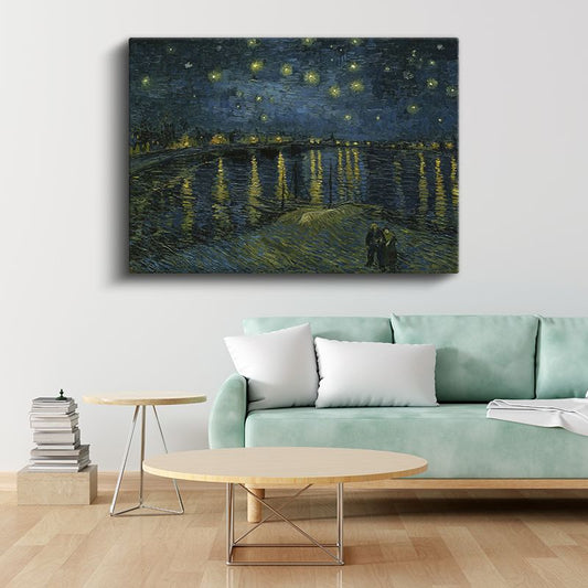 Vincent van Gogh - Rhône Üzerinde Yıldızlı Gece Kanvas Tablo