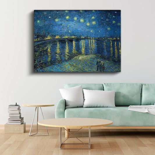 Vincent van Gogh - Rhône Üzerinde Yıldızlı Gece Kanvas Tablo