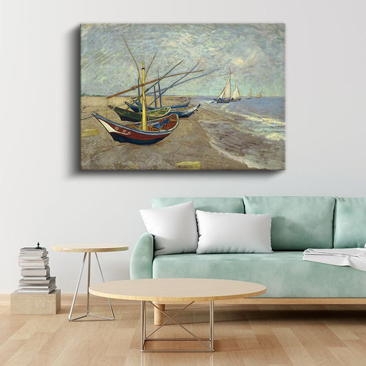 Vincent van Gogh - Saintes-Maries'deki Plajda Balıkçı Tekneleri Kanvas Tablo