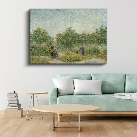 Vincent van Gogh - Flört Eden Çiftlerle Bahçe Kanvas Tablo