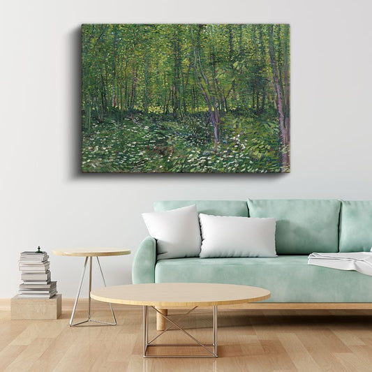 Vincent van Gogh - Ağaçlar ve Çalılık Kanvas Tablo