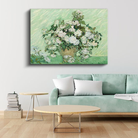 Vincent Van Gogh - Vazoda Beyaz Güller Kanvas Tablo