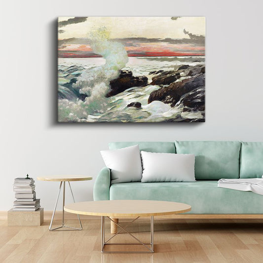 Winslow Homer - Gün Batımında Sahil Kanvas Tablo