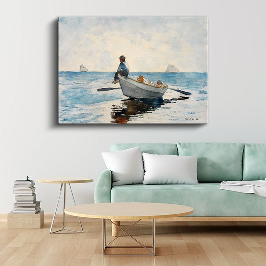 Winslow Homer - Denizde Balıkçı Kanvas Tablo