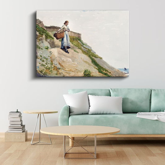 Winslow Homer - Girl on a Cliff Kanvas Tablo