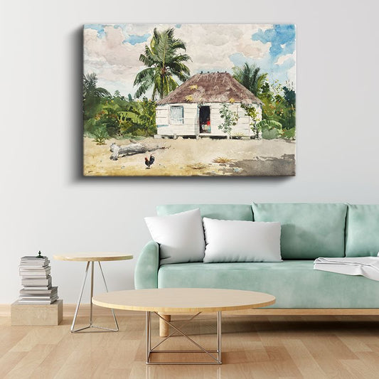 Winslow Homer - Native Hut Bahamas Kanvas Tablo