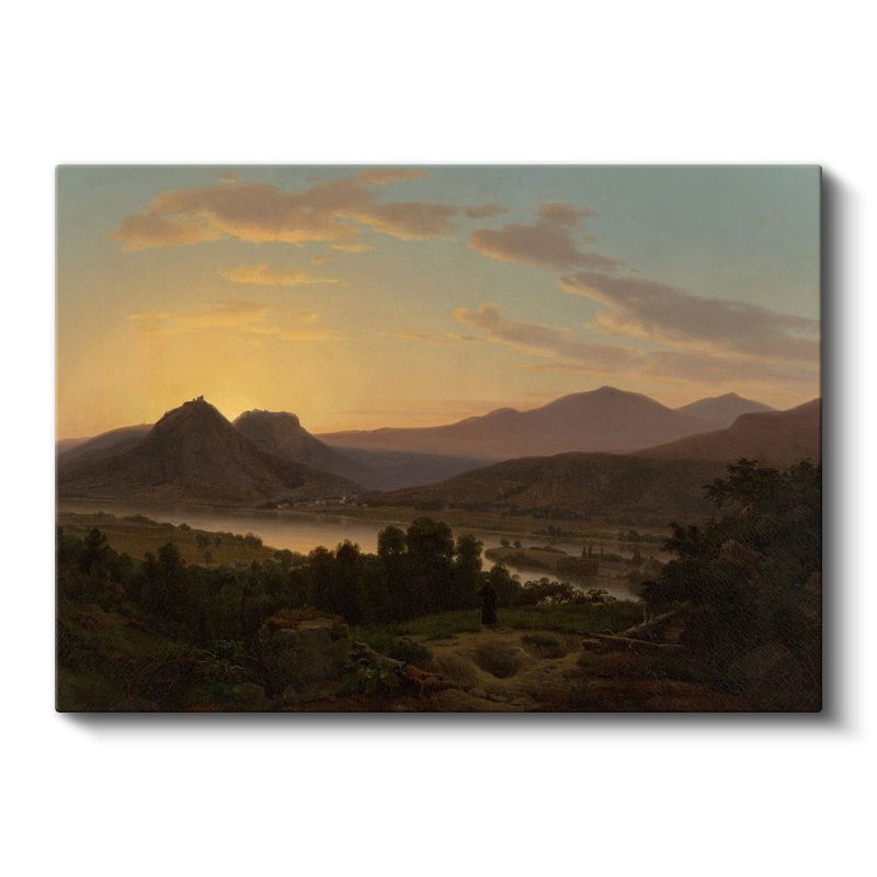 Albert Bierstadt - Dağ Gölü Günbatımı Kanvas Tablo