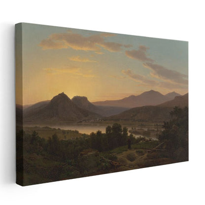 Albert Bierstadt - Dağ Gölü Günbatımı Kanvas Tablo