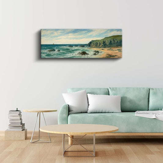 John Brett - Kayalık Sahil Kanvas Tablo