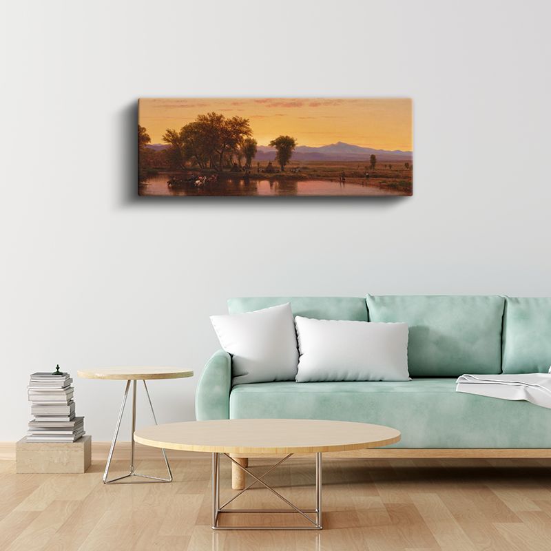 Albert Bierstadt - Gün Batımında Göl Manzarası Kanvas Tablo