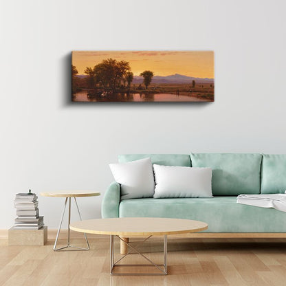 Albert Bierstadt - Gün Batımında Göl Manzarası Kanvas Tablo