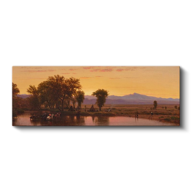 Albert Bierstadt - Gün Batımında Göl Manzarası Kanvas Tablo