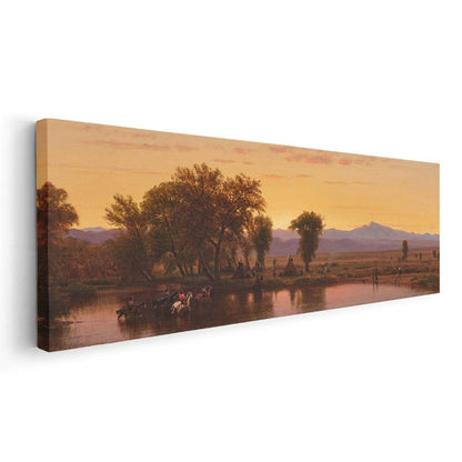 Albert Bierstadt - Gün Batımında Göl Manzarası Kanvas Tablo