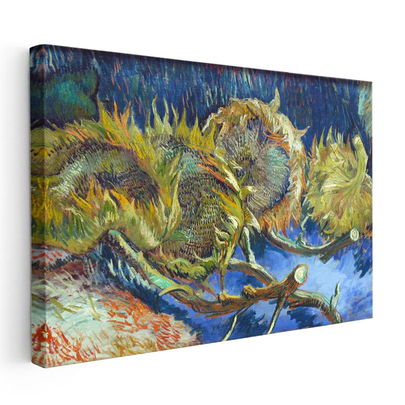 Yatay Kanvas Tablo Vincent van Gogh Kurumuş Ayçiçekleri Mavi Zemin Ressam Tablosu Ev Ofis Dekoru