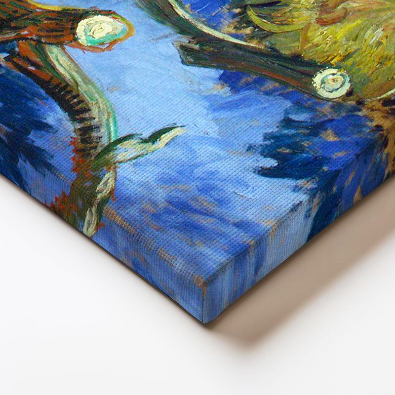 Yatay Kanvas Tablo Vincent van Gogh Kurumuş Ayçiçekleri Mavi Zemin Ressam Tablosu Ev Ofis Dekoru