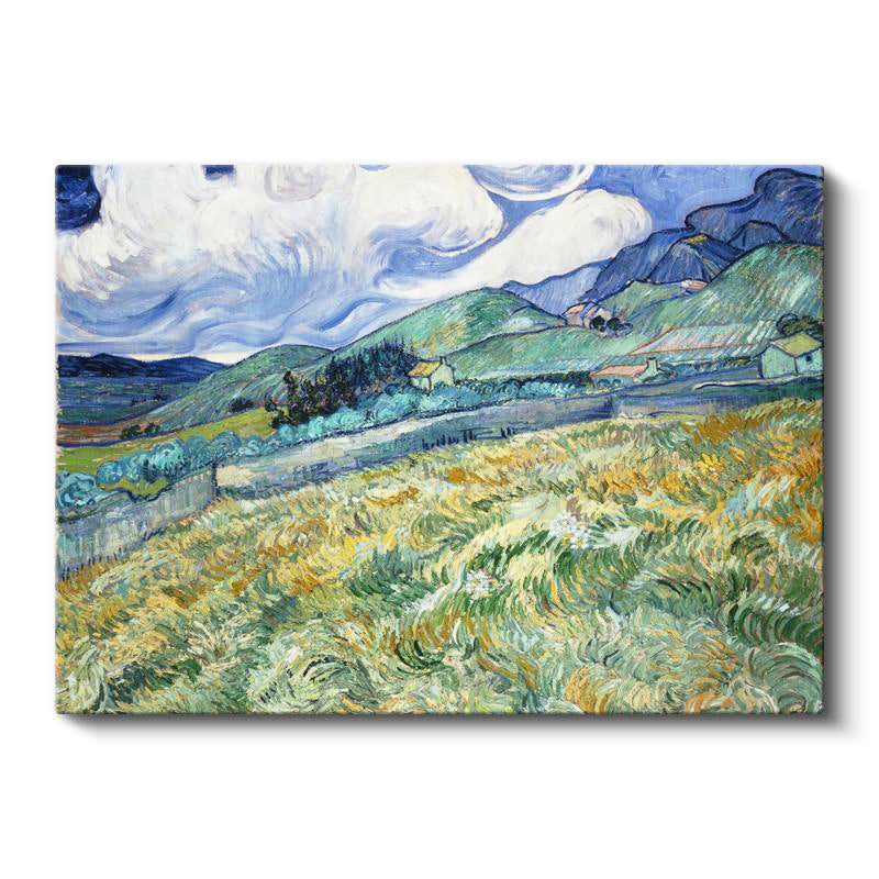Yatay Kanvas Tablo Vincent van Gogh Tepe ve Alan Manzarası Ressam Tablosu Duvar Dekoru