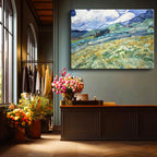 Yatay Kanvas Tablo Vincent van Gogh Tepe ve Alan Manzarası Ressam Tablosu Duvar Dekoru