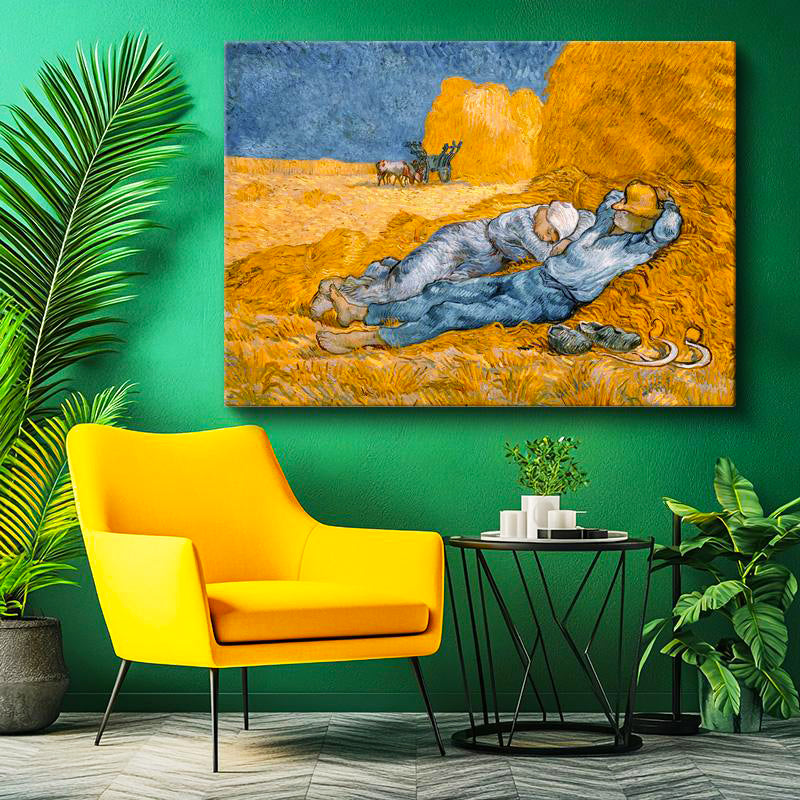Yatay Kanvas Tablo Vincent van Gogh Samanlıkta Uyuyanlar Ressam Tablosu Duvar Dekoru