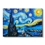 Yatay Kanvas Tablo Vincent van Gogh Yıldızlı Gece Manzarası Ressam Tablosu Duvar Dekoru