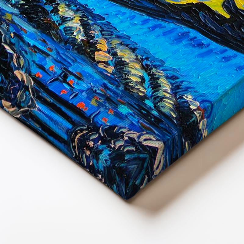 Yatay Kanvas Tablo Vincent van Gogh Yıldızlı Gece Manzarası Ressam Tablosu Duvar Dekoru