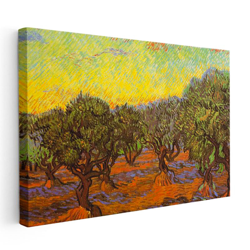 Yatay Kanvas Tablo Vincent van Gogh Zeytin Ağaçları Tarlası Ressam Tablosu Ev Ofis Dekoru