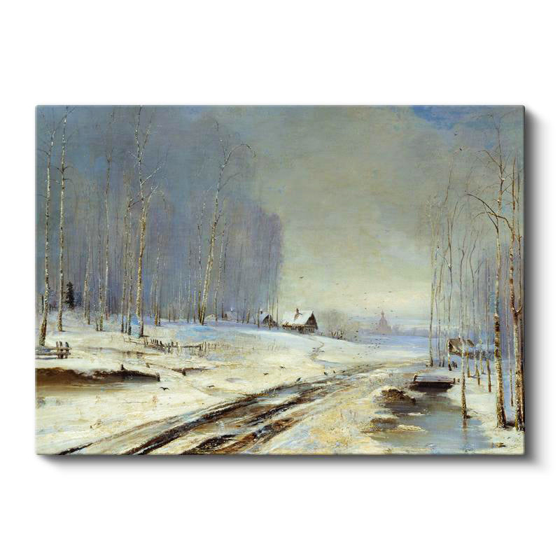 Yatay Kanvas Tablo Alexei Savrasov Kış Manzarası Karla Kaplı Yol Ressam Tablosu Ev Ofis Dekoru