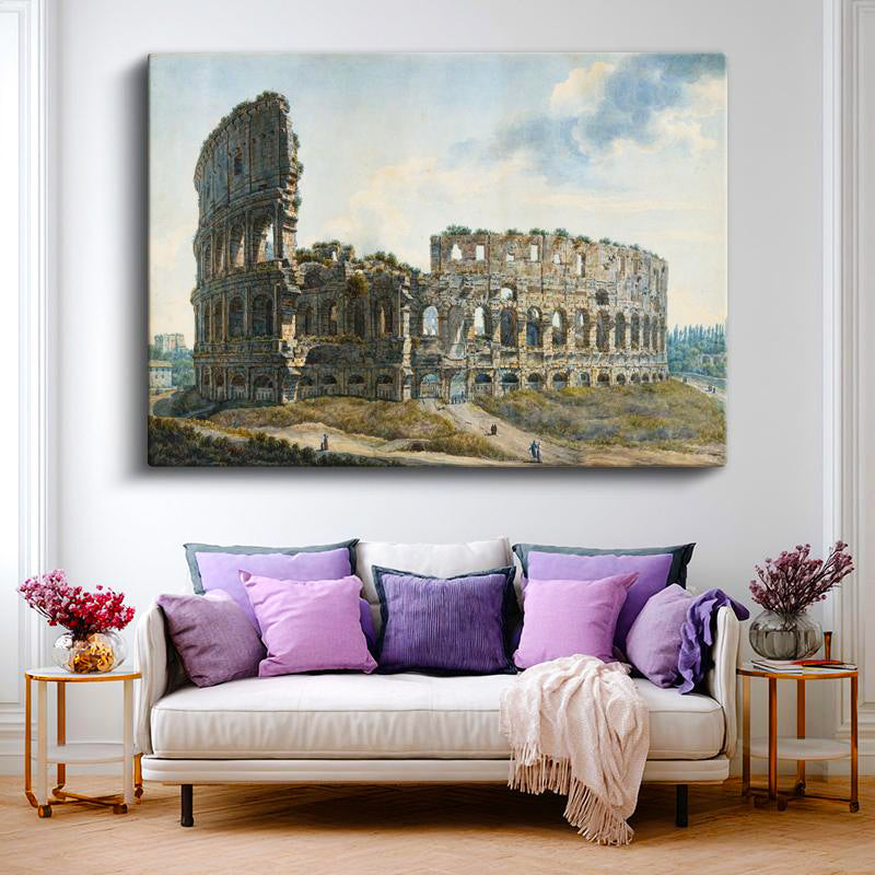 Yatay Kanvas Tablo A.L.R. Ducros Colosseum Kalıntıları Roma Harabesi Ressam Tablosu Ev Ofis Dekoru