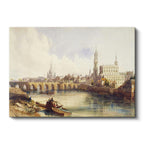 Yatay Kanvas Tablo William Callow Dresden Köprüsü Nehir Manzarası Ressam Tablosu Duvar Dekoru