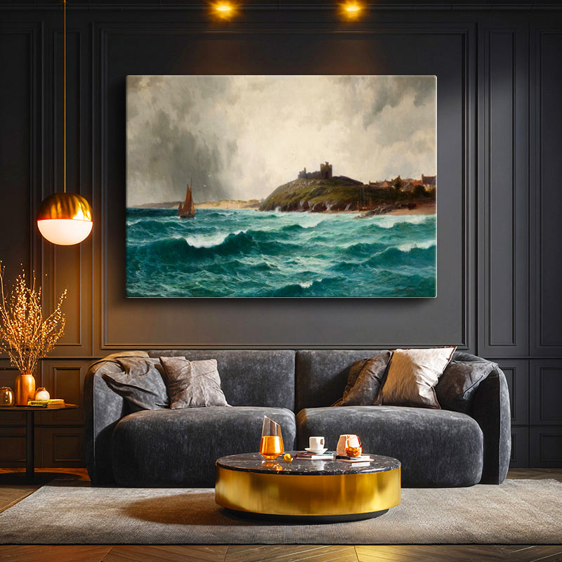 Yatay Kanvas Tablo Joseph Turner Kıyı Kalesi Fırtınalı Deniz Manzarası Ressam Tablosu Ev Ofis Dekoru