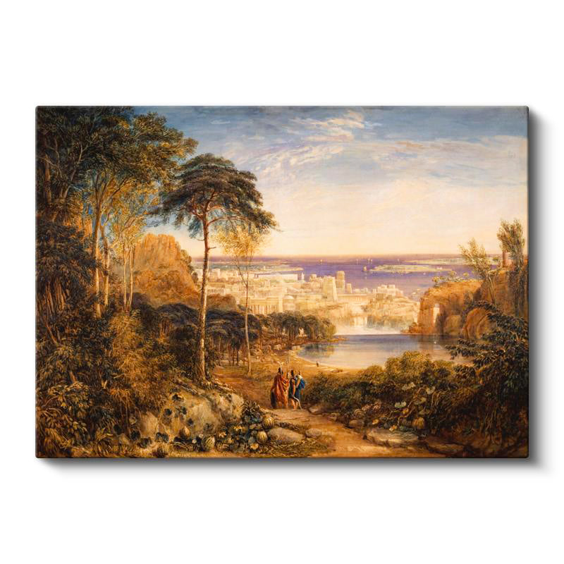 Yatay Kanvas Tablo John Martin Kartaca Şehri Manzarası Deniz ve Figür Ressam Tablosu Duvar Dekoru