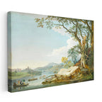 Yatay Kanvas Tablo Paul Sandby Windsor Kalesi Nehir Kenarı Piknik Detayı Ressam Tablosu Duvar Dekoru